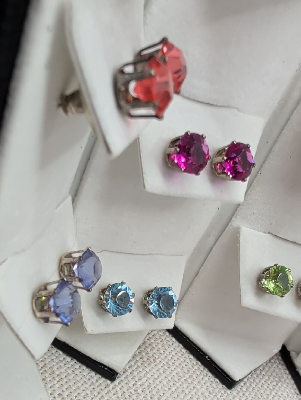 Vintage Swarovski Crystallized 6 Pair Multicolor Crystal Stud Earring Set - Picture 16 of 17